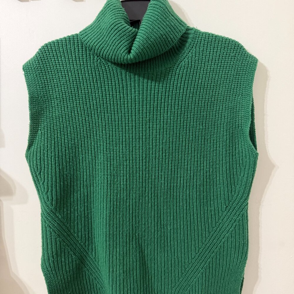 Odeeh Wool Cashmere Turtleneck Sweater Vest Emerald Green XS Luxury Knit